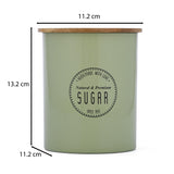 Iron Sugar Canister with Wooden Lid- Sage Green