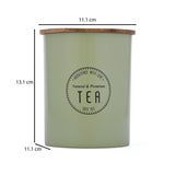 Iron Tea Canister with Wooden Lid- Sage Green