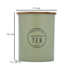 Iron Tea Canister with Wooden Lid- Sage Green