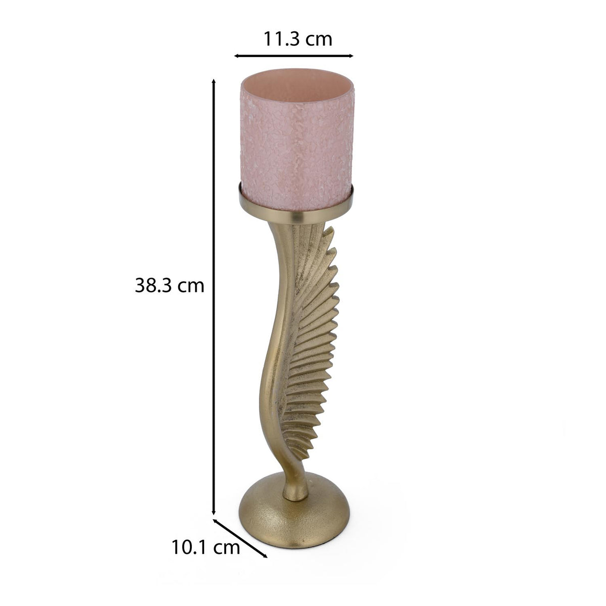 La Rosa Decorative Candle Stand with Wing Base, Large- Pink & Gold