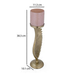 La Rosa Decorative Candle Stand with Wing Base, Large- Pink & Gold