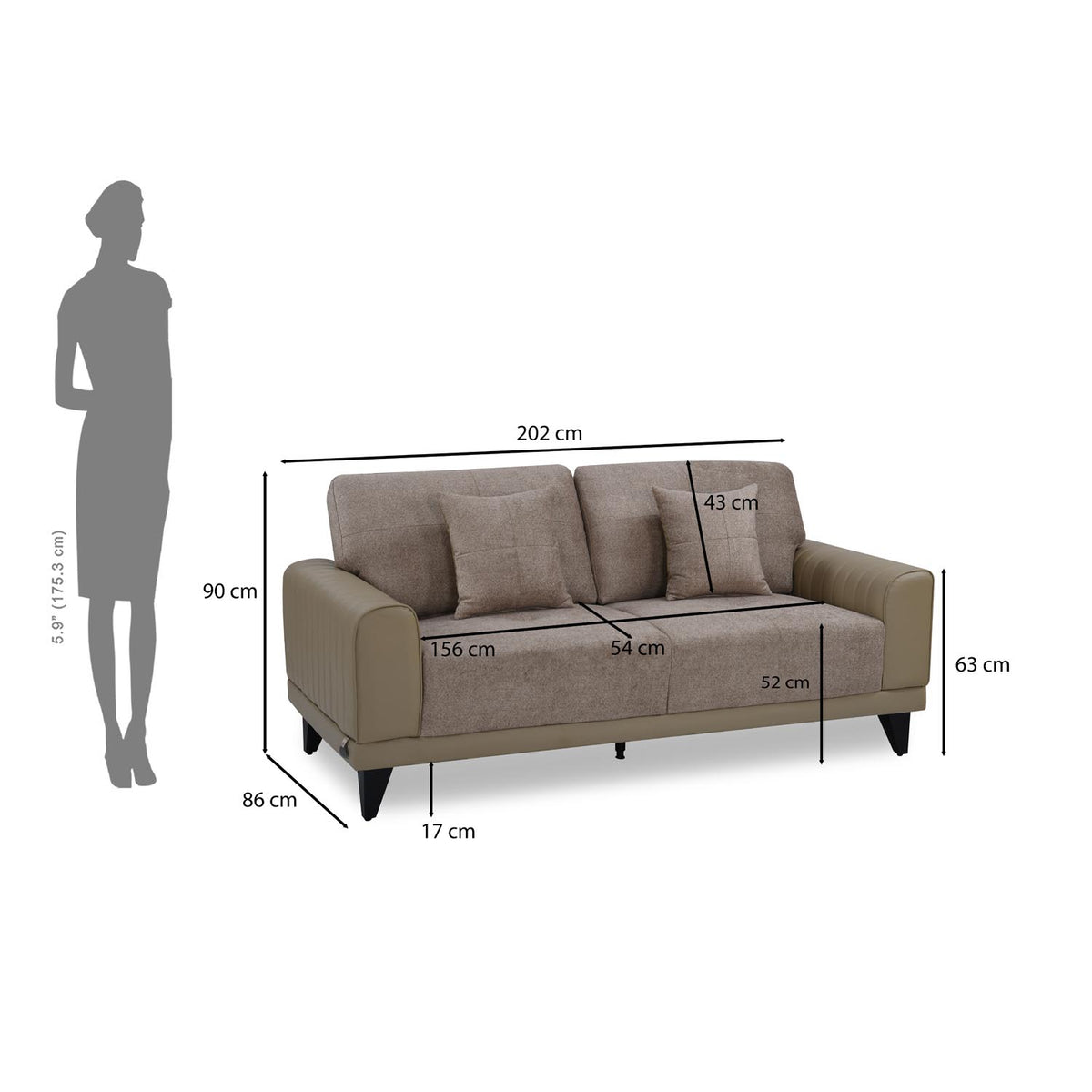 Melody 3 Seater Sofa- Beige