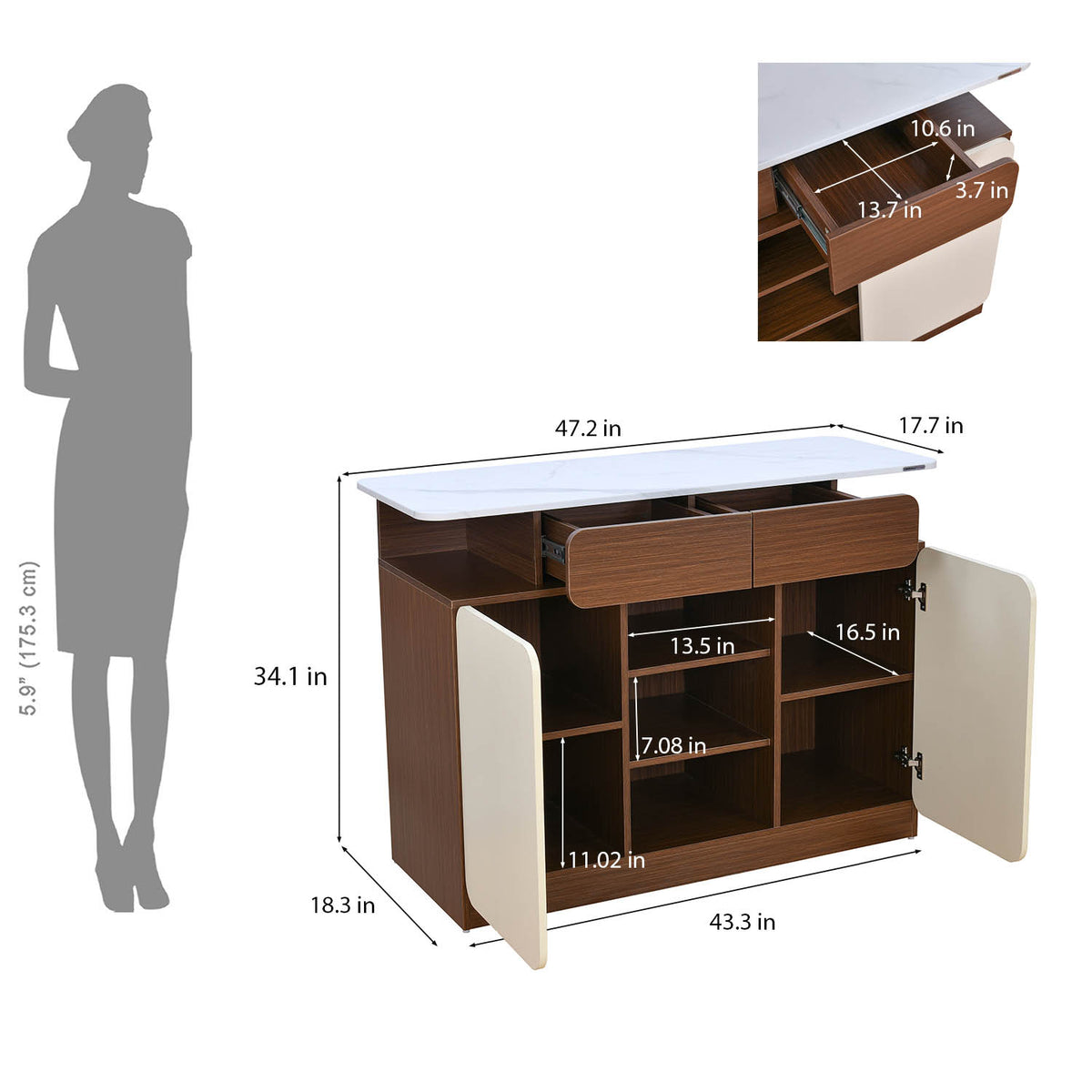 Atlas Multipurpose Storage Unit- Legno Oak Dark & Ivory