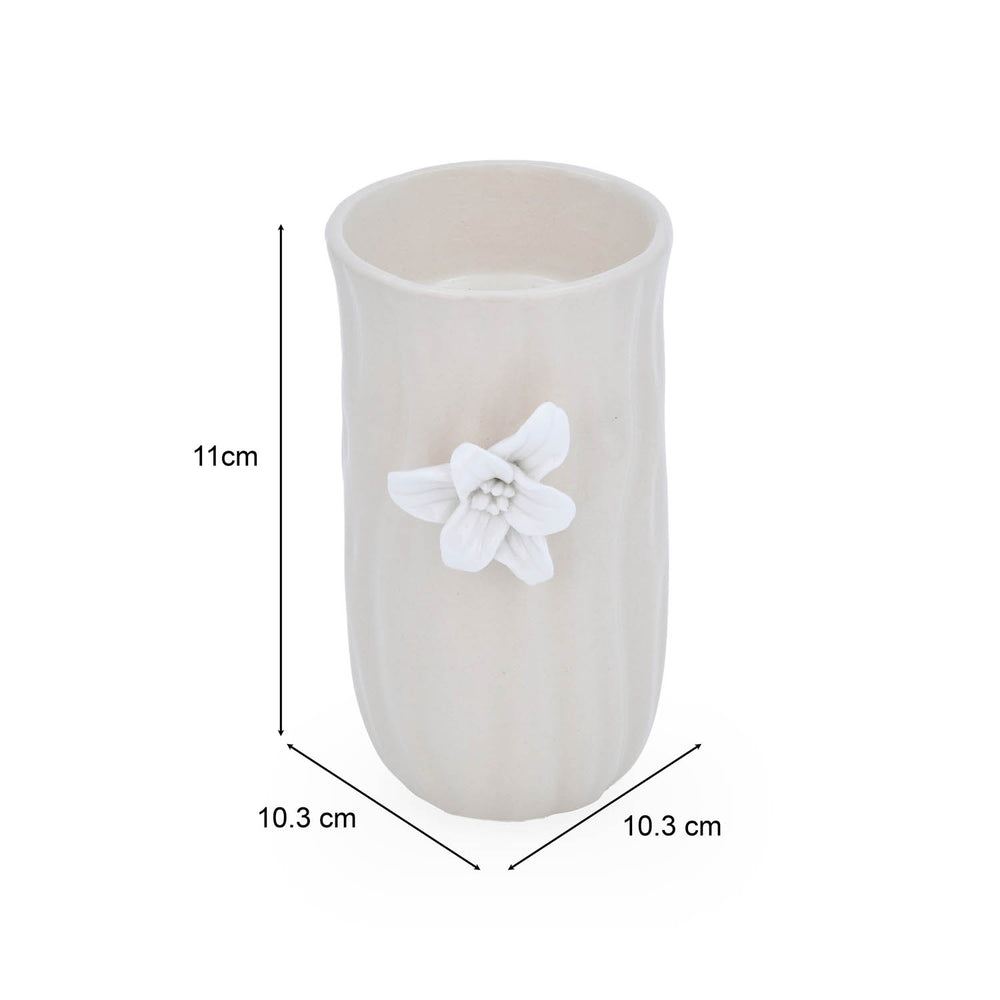 Elan Flora Oval Lily Candle Holder- Cream & White, Small