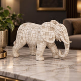 Urban Safari Elephant Mosaic Showpiece- Beige