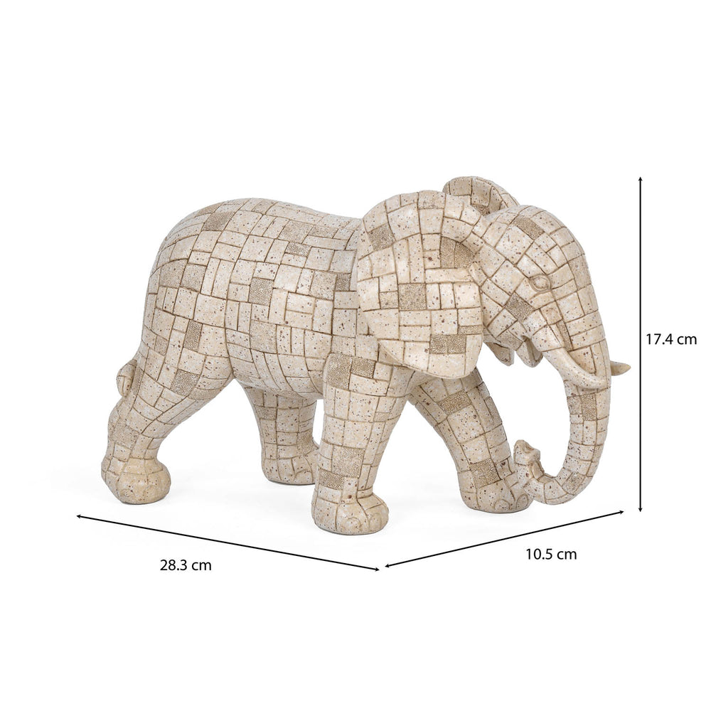 Urban Safari Elephant Mosaic Showpiece- Beige