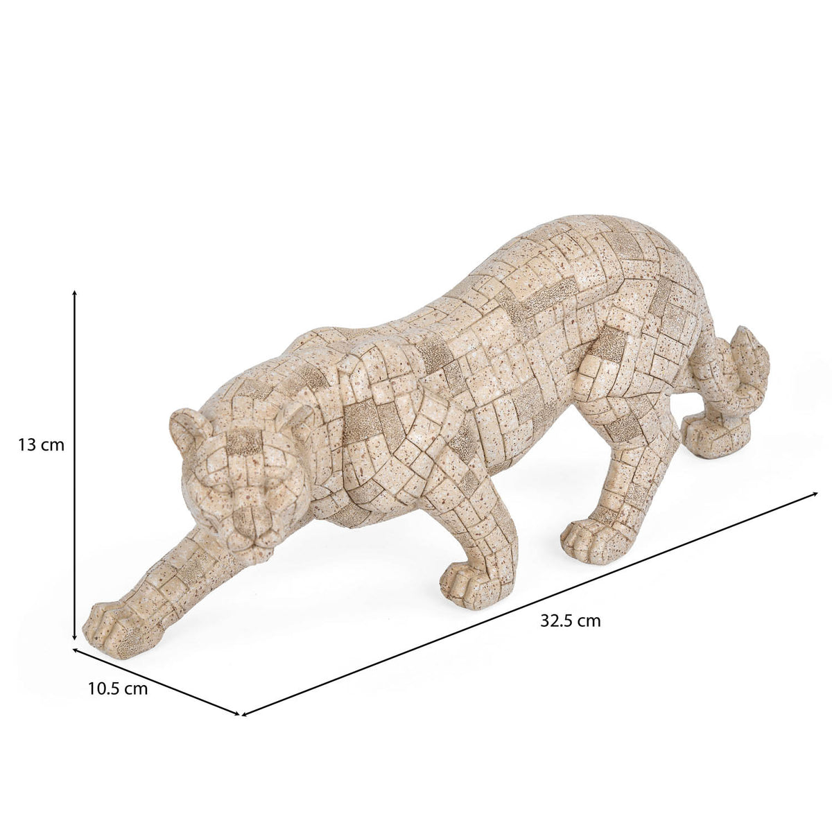 Urban Safari Lioness Mosaic Showpiece- Beige