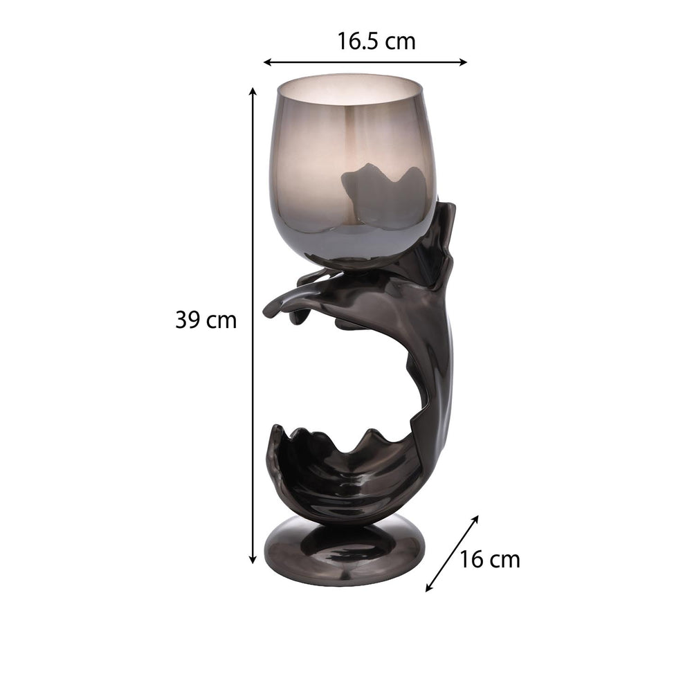 Tidal Splash Large Candle Holder- Grey