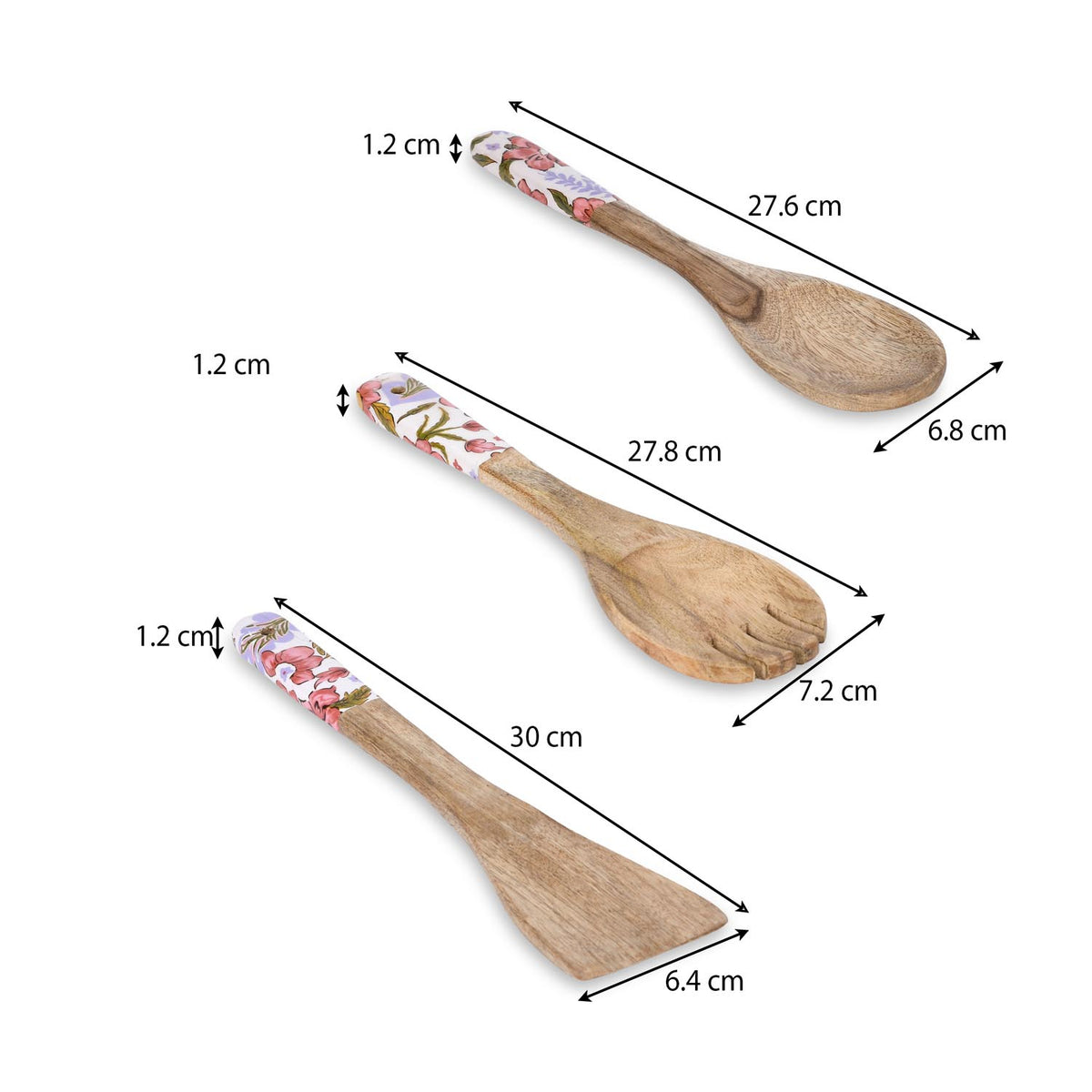 Wooden Spatula Set of 3- Pink
