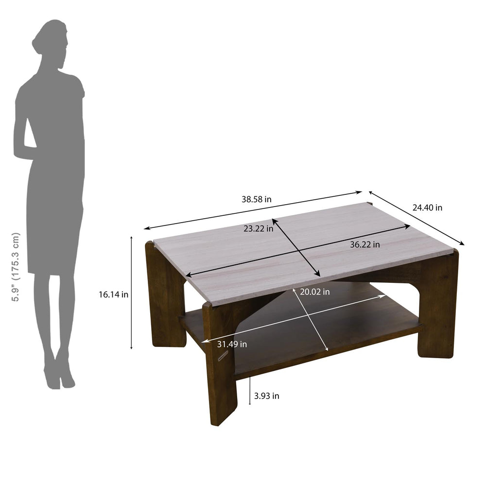 Okan Marble Top Center Table- Walnut