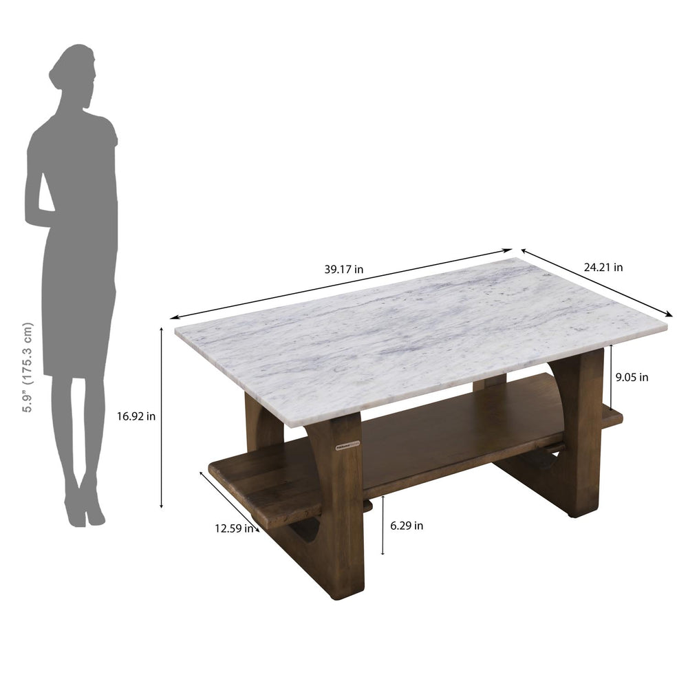 Zenea Marble Top Center Table- Walnut