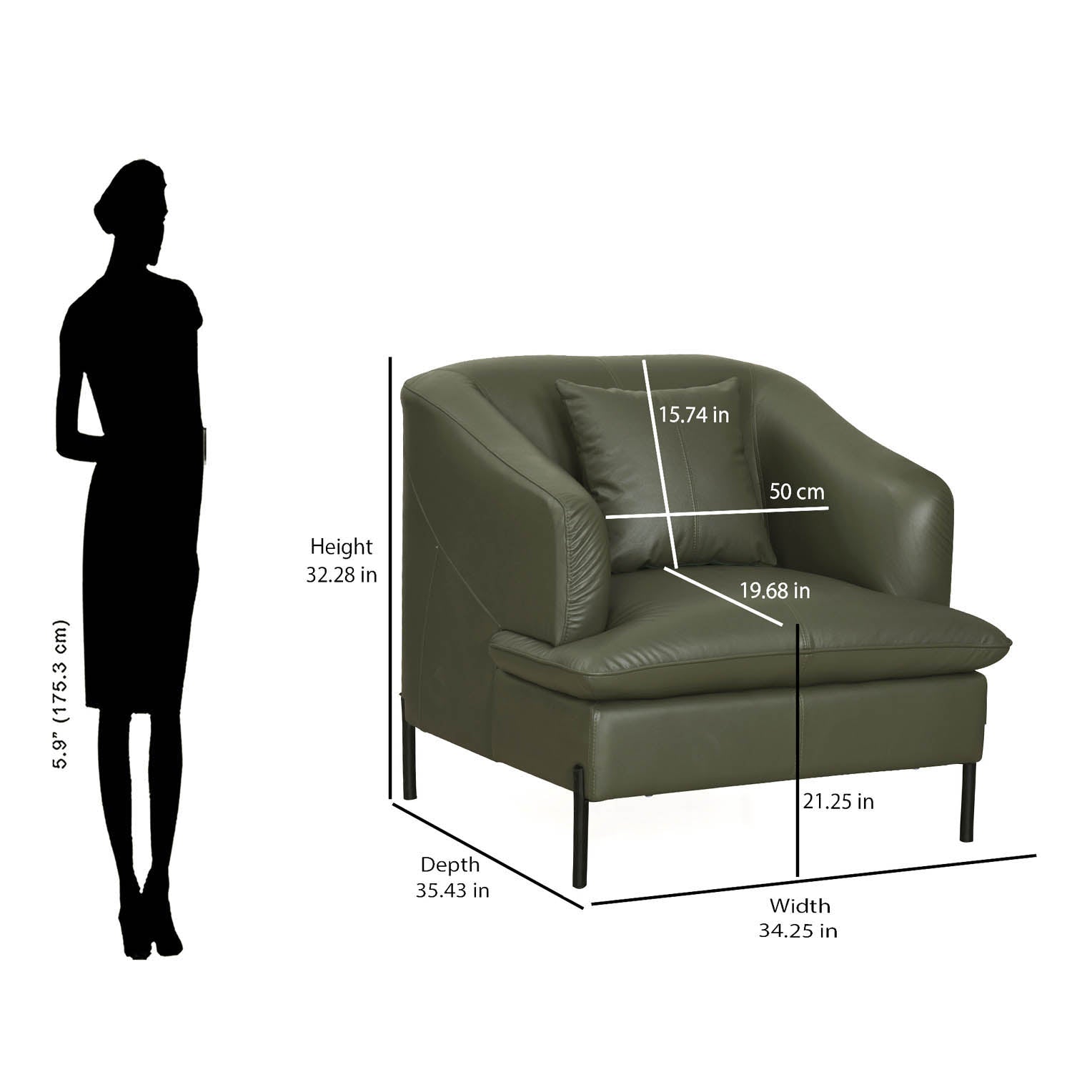 Modena 1 Seater Sofa (Green)