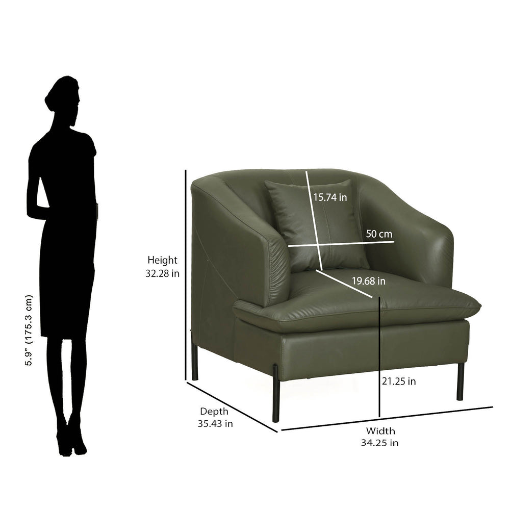 Modena 1 Seater Leather Sofa- Green