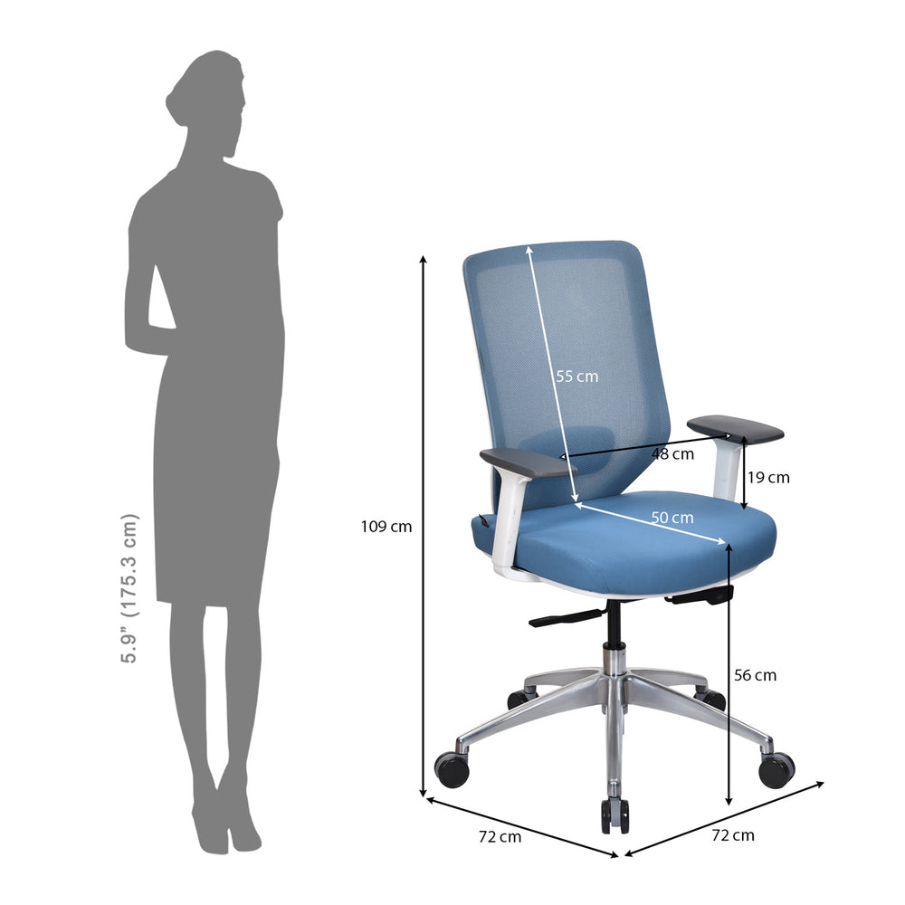 Poise Pro Mid Back Mesh Chair- White and Blue