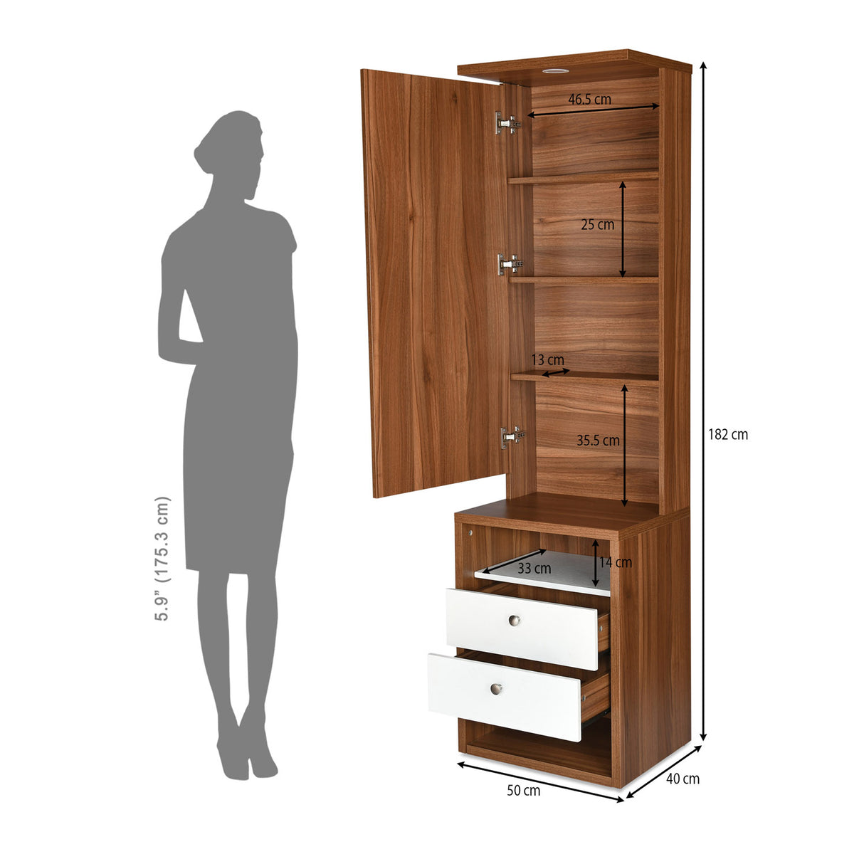 Magnus Dresser with Mirrior and LED Light(Lyon Walnut)