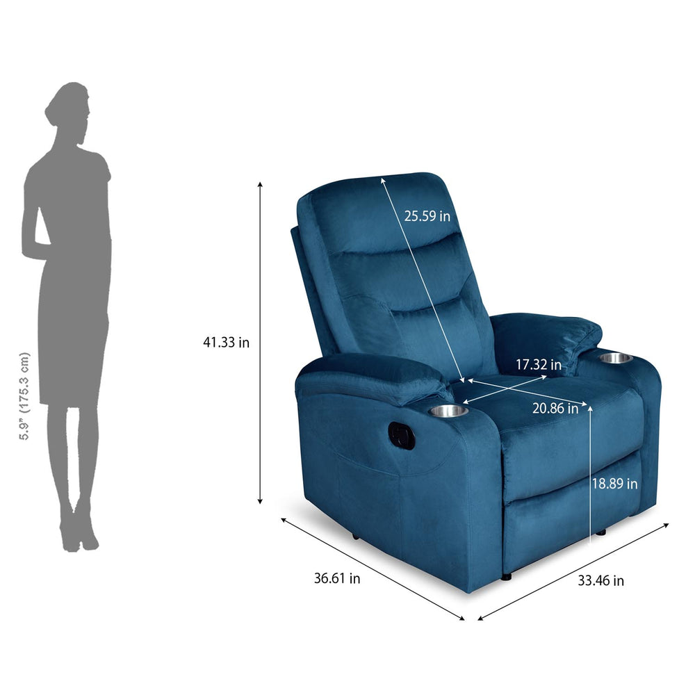 Parlor Massage Chair with Manual Recliner (Blue)