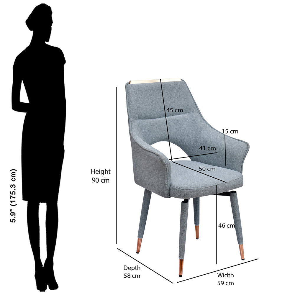 Cordelia Auto-Return Swivel Dining Chair (Grey)