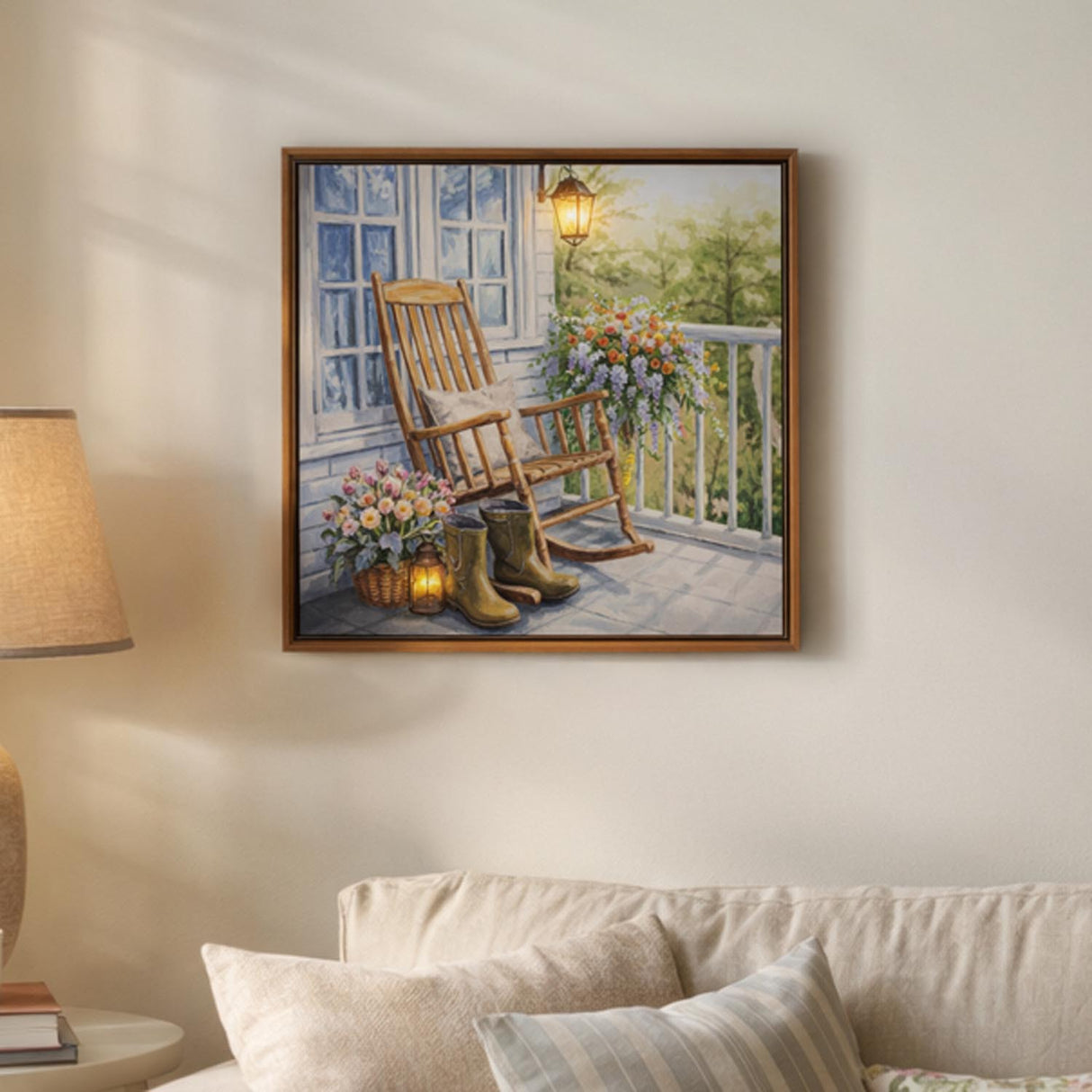 Rocking Chair Canvas Painting with LED Light- Multicolor
