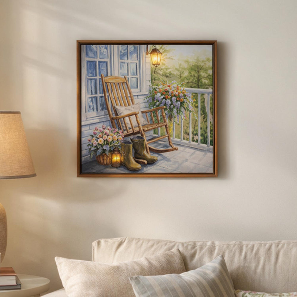 Rocking Chair Canvas Painting with LED Light- Multicolor