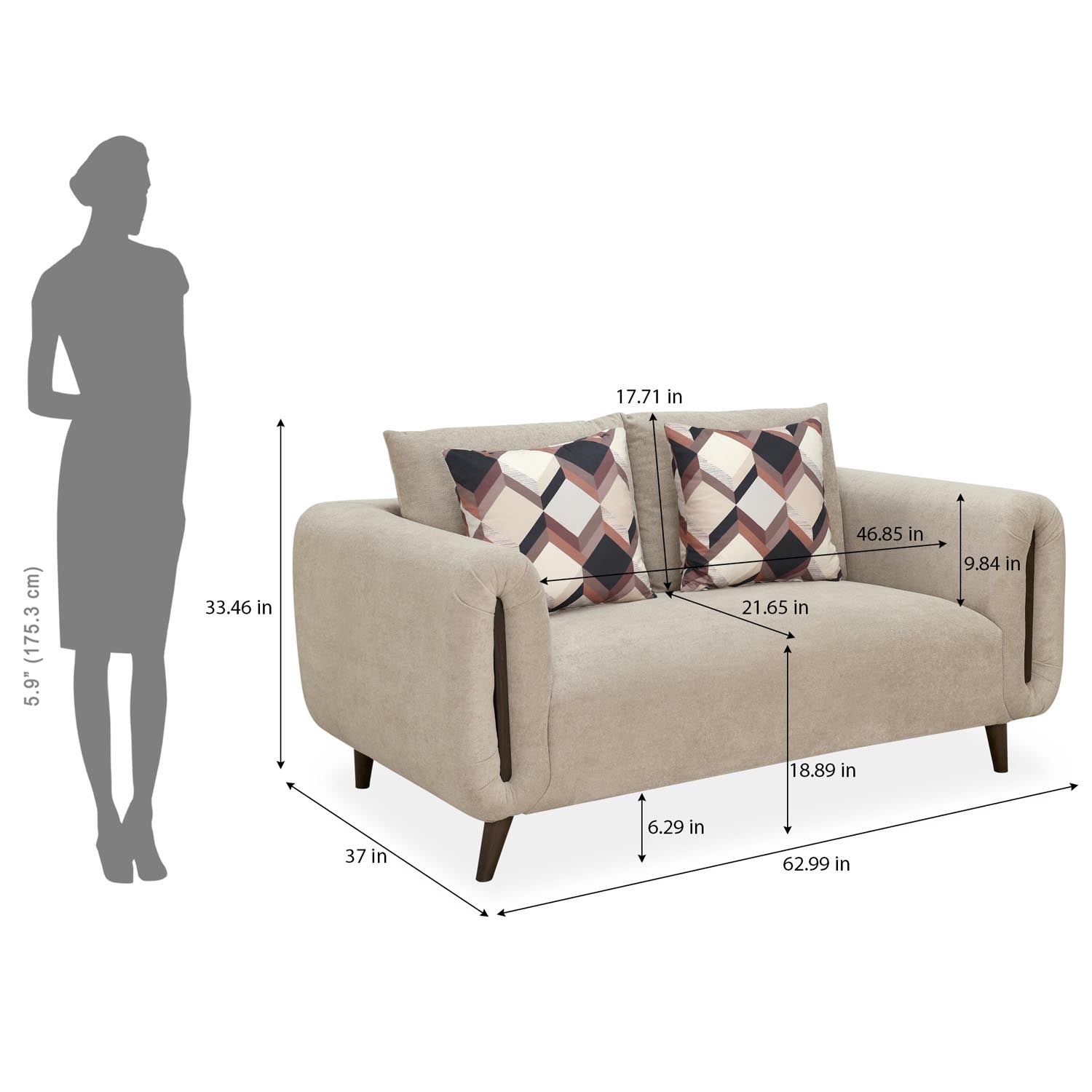 Harper 2 Seater Fabric Sofa- Beige