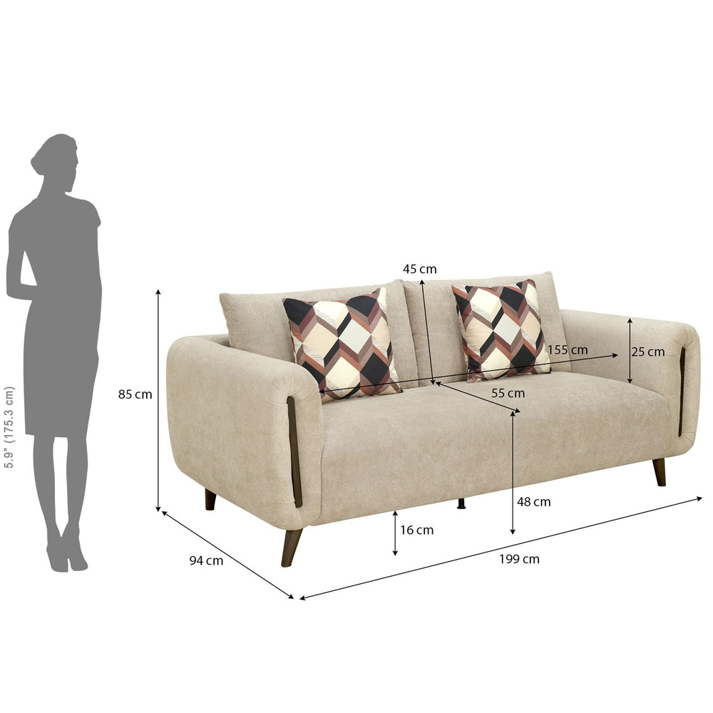 Harper 3 Seater Fabric Sofa- Beige