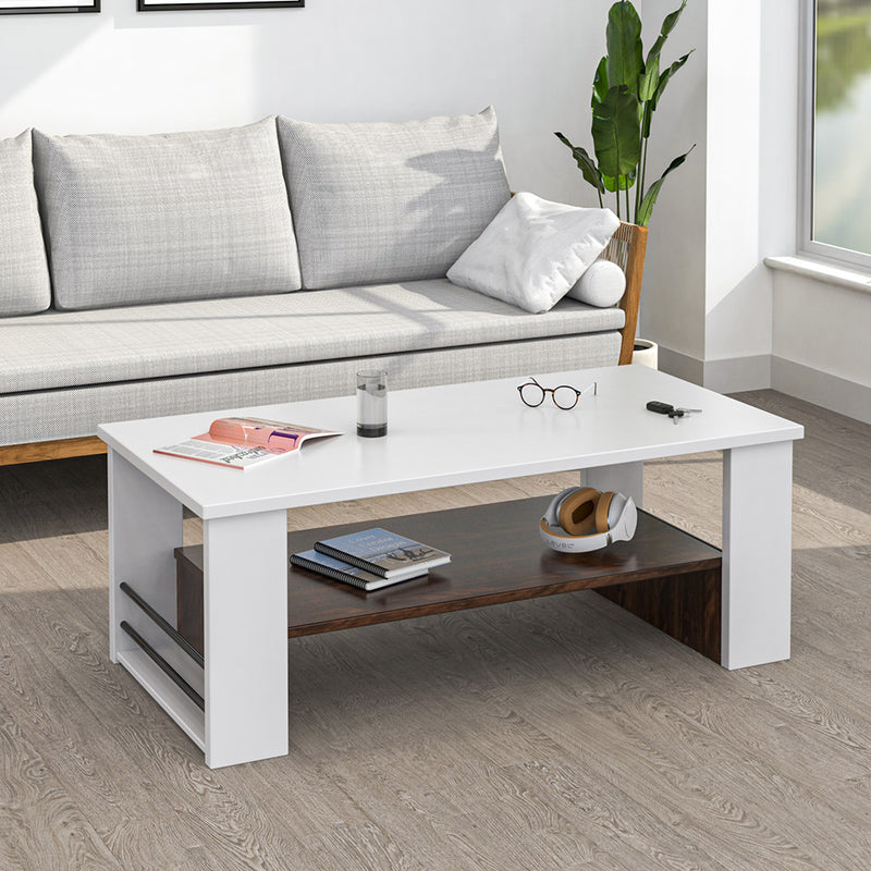 週末値下げ！WTW MARVERICKS COFFEE TABLE Marcel Engineered Wood Coffee Table (White / Wenge) – Nilkamal Homes