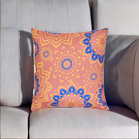 Nilkamal Ariel Mandala Craft Satin Fabric 16" x 16" Filled Cushion (Onion)