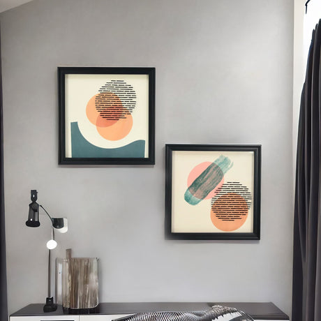 Nilkamal Acrylic Glass Art Paintings Set of 2 (Orange, Green & Black)