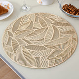 Nilkamal Round Leaf Design 38 X 38 Cm Pvc Table Placemat Set Of 4 Gold