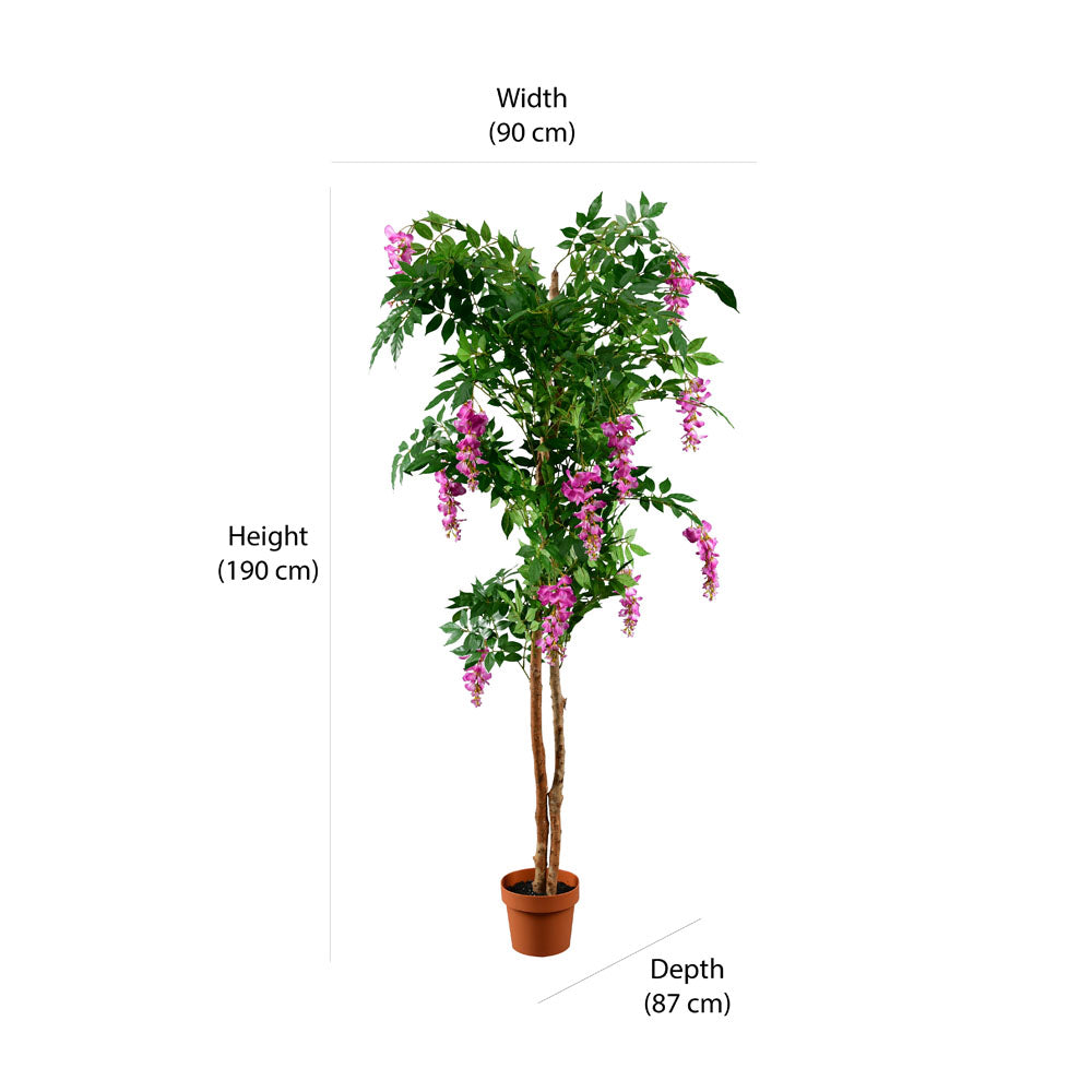 Artificial Wisteria Tree With Pot (Purple & Green)
