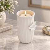 Elan Flora Oval Lily Candle Holder- Cream & White, Small