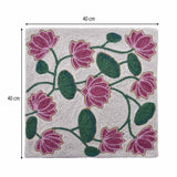 Madhuban Botanical Print 16" x 16" Cushion Cover- Pink & Green