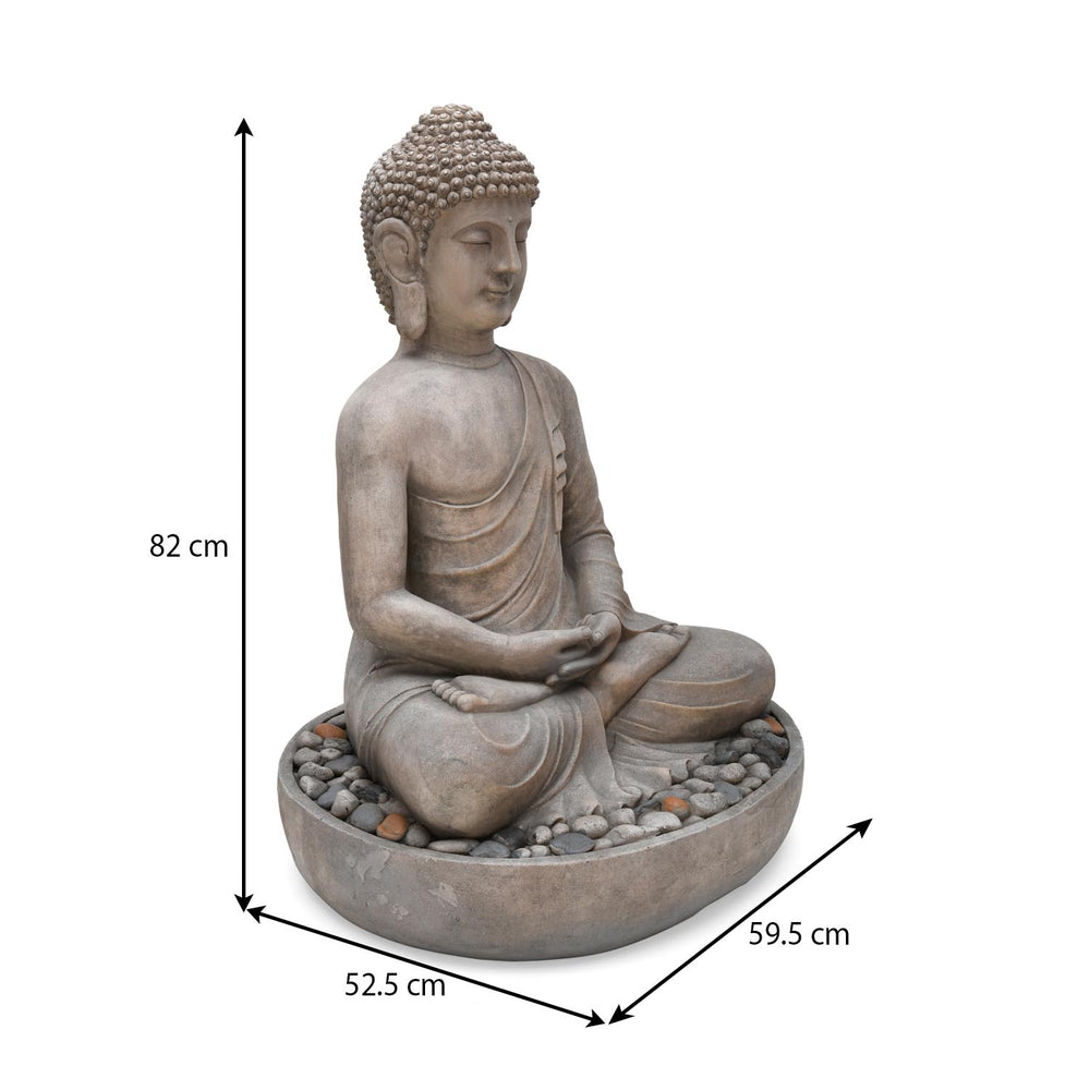 Meditating Buddha Polyresin Outdoor Showpiece- Grey
