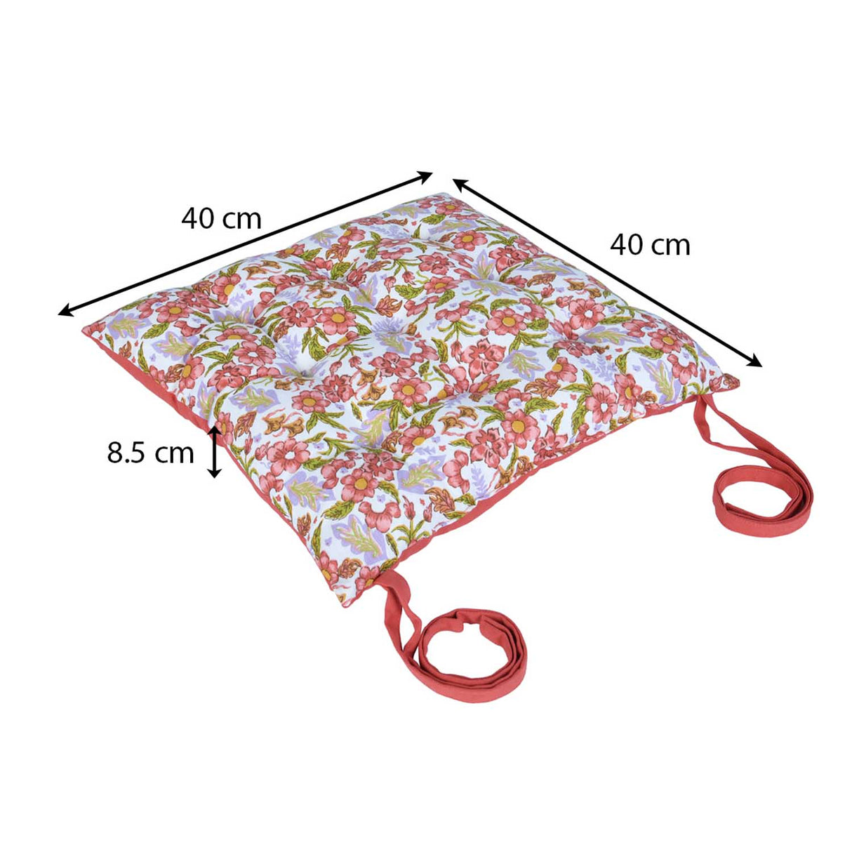 Floral Cotton Chair Pad- Multicolor