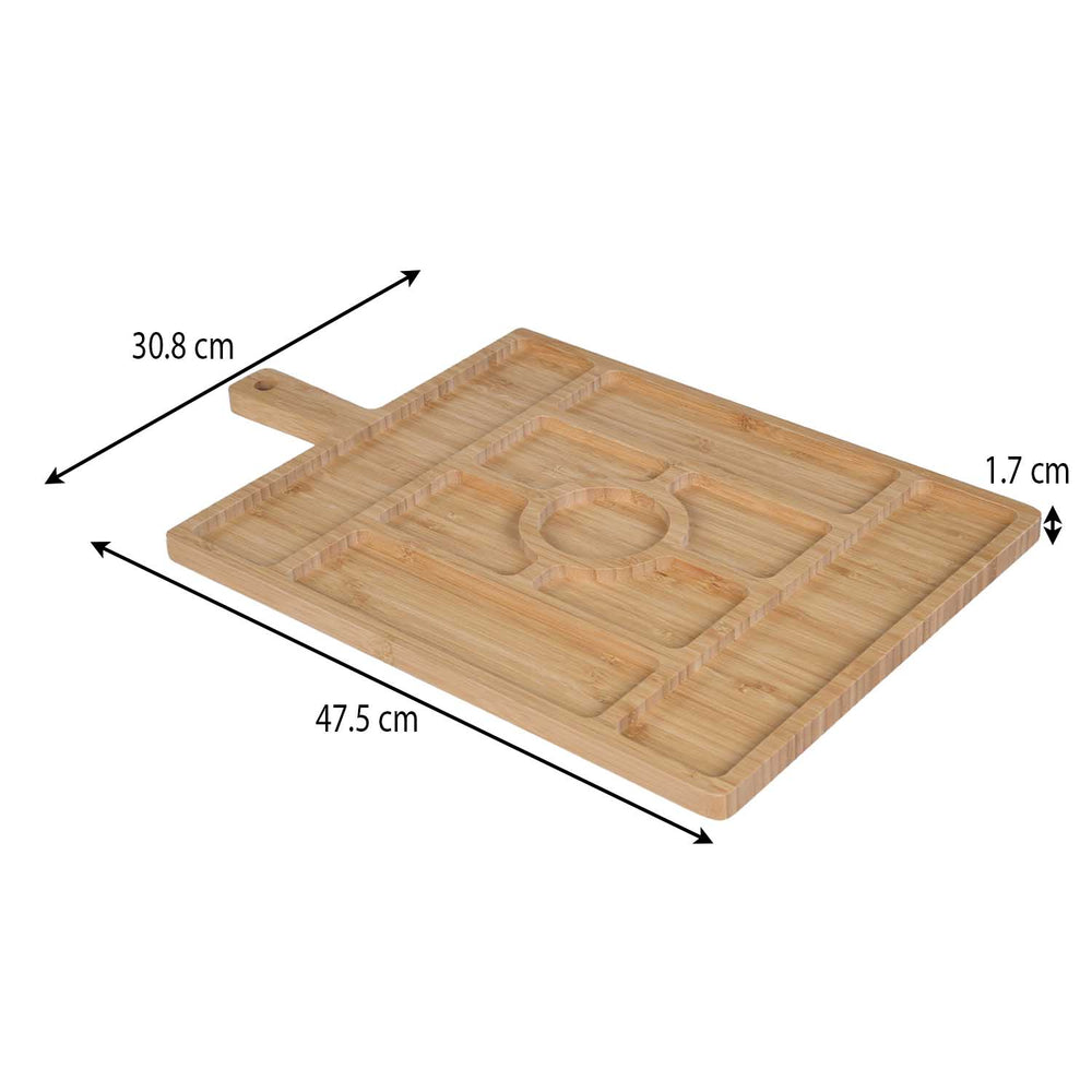 Bamboo Serving Platter with Sections- Beige