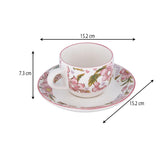 Floral Cup and Saucer- Pink