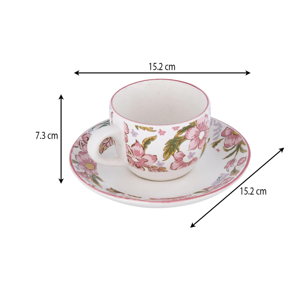 Floral Cup and Saucer- Pink
