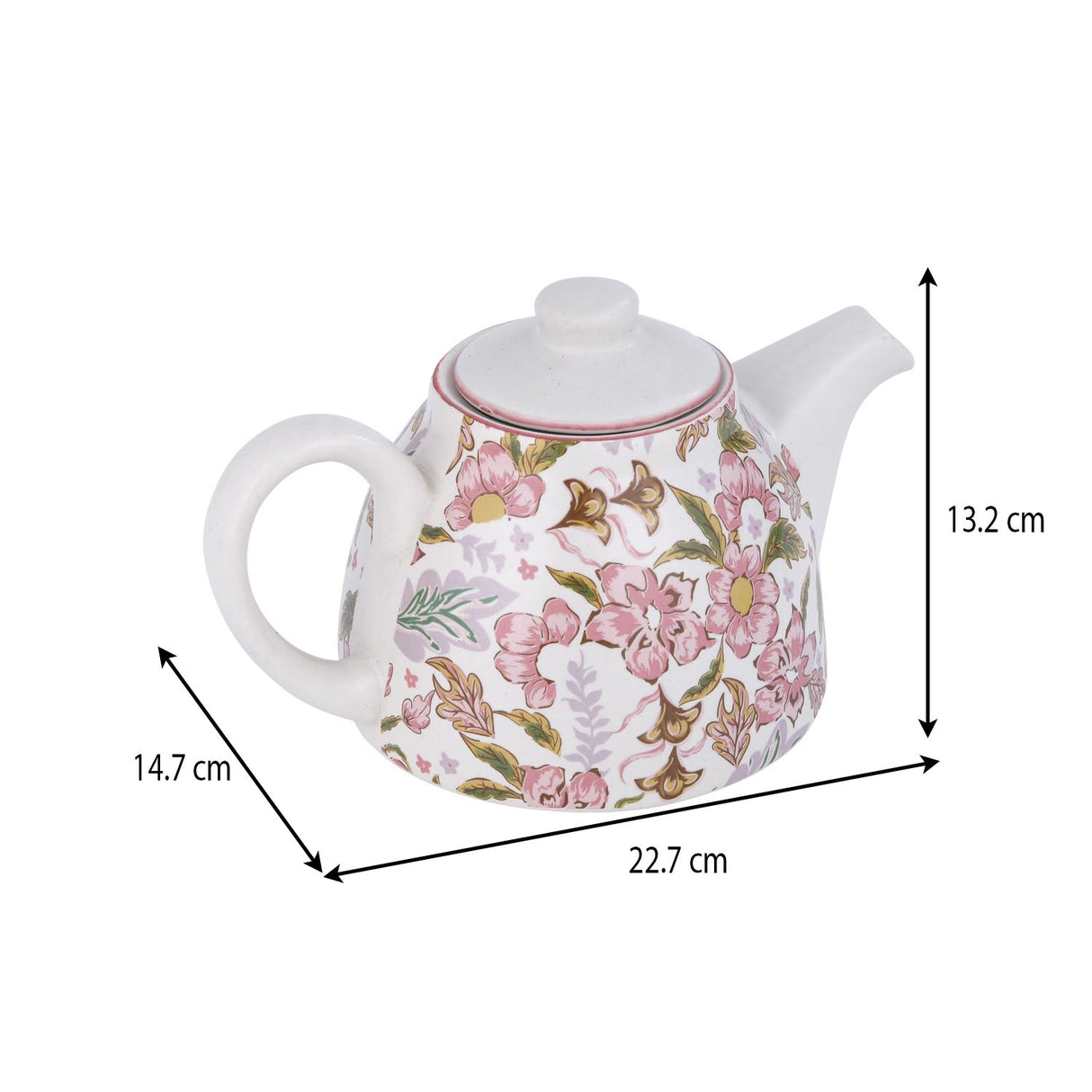 Floral Tea Pot with Lid- Pink