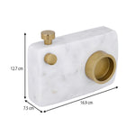 Decorative Camera Showpiece- Small, White & Gold