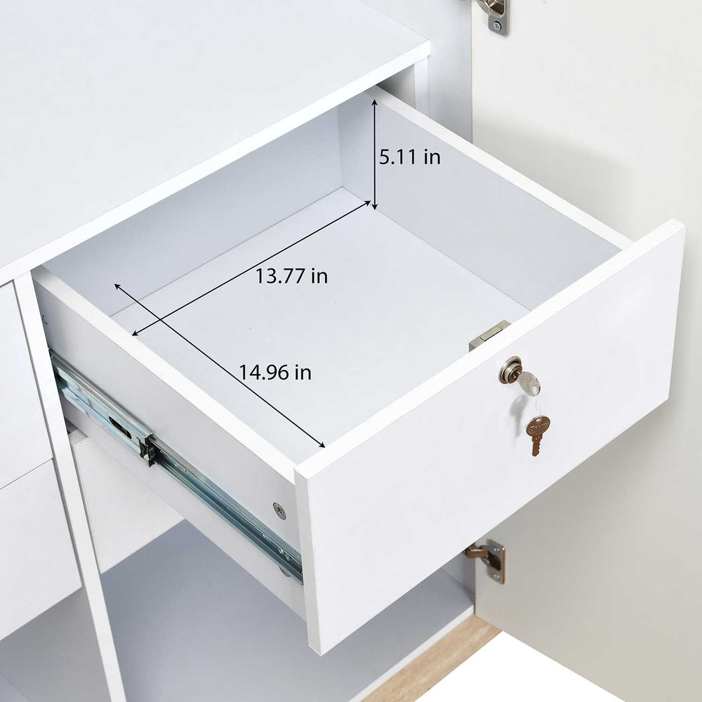Tron 3 Door Wardrobe- Travertine & White