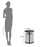 Nicole Side Table with Pouf- Walnut Brown