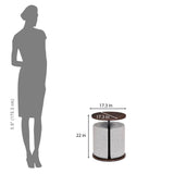 Nicole Side Table with Pouf- Walnut Brown