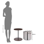 Nicole Side Table with Pouf- Walnut Brown