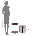 Nicole Side Table with Pouf- Walnut Brown