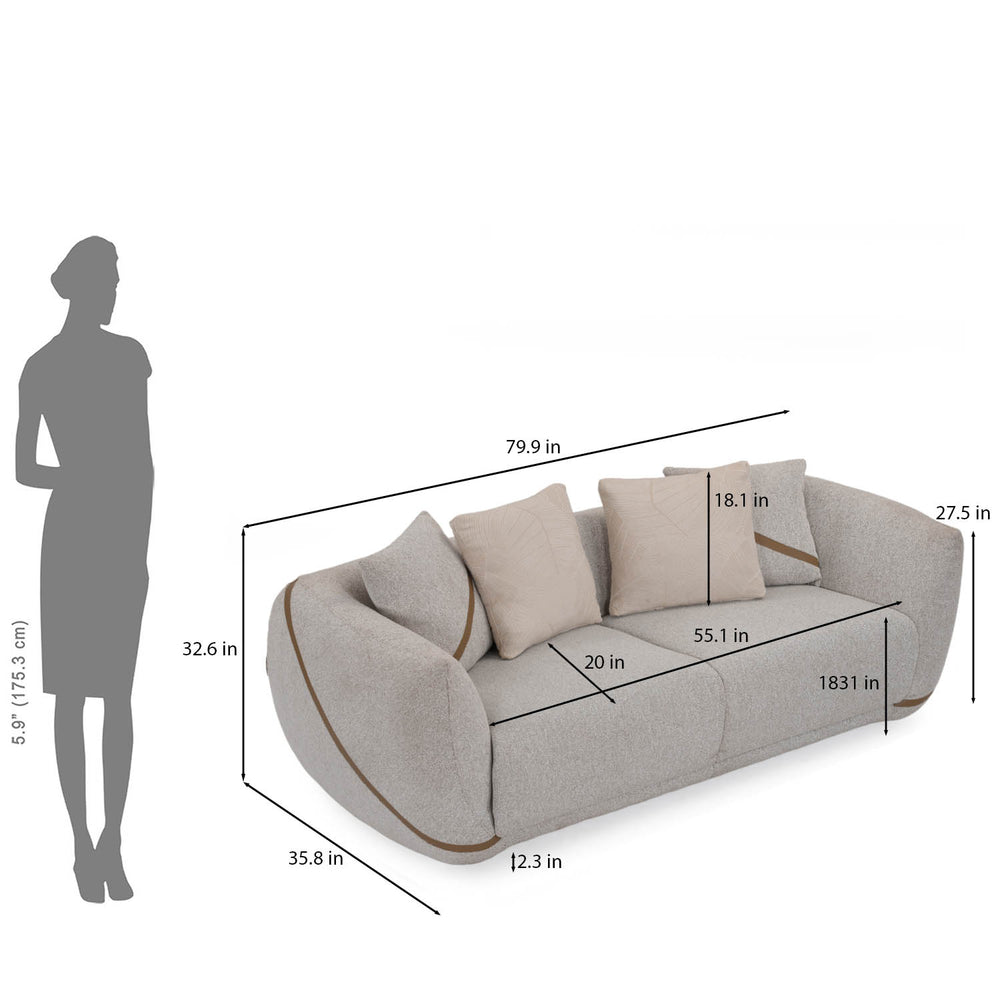 Ondina 2 Seater Fabric Sofa- Beige