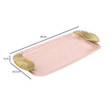 La Rosa Rectangular Tray with Wing Handle- Pink & Gold