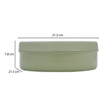 Round Iron Masala Box With 7 Bowls and Lid- Sage Green