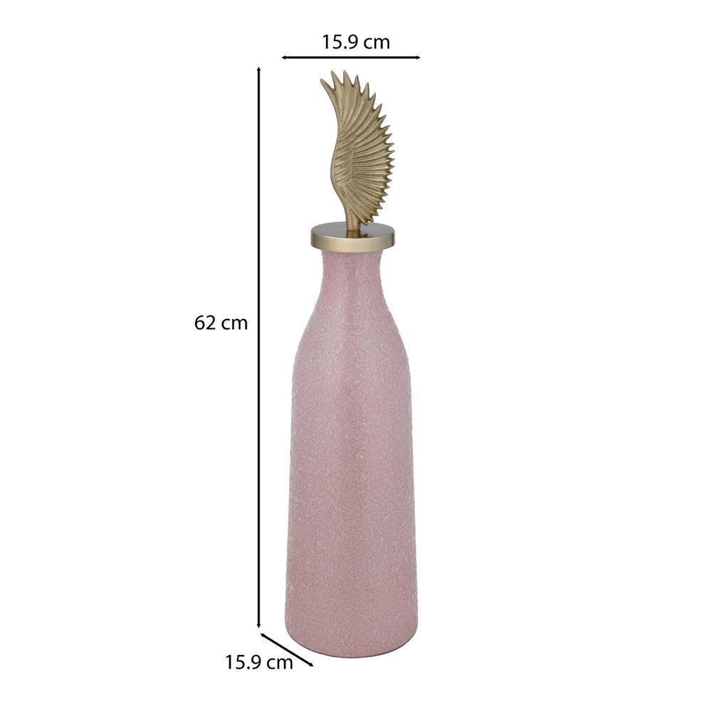 La Rosa Decorative Mosaic Vase with Wing Lid, Large- Pink & Gold