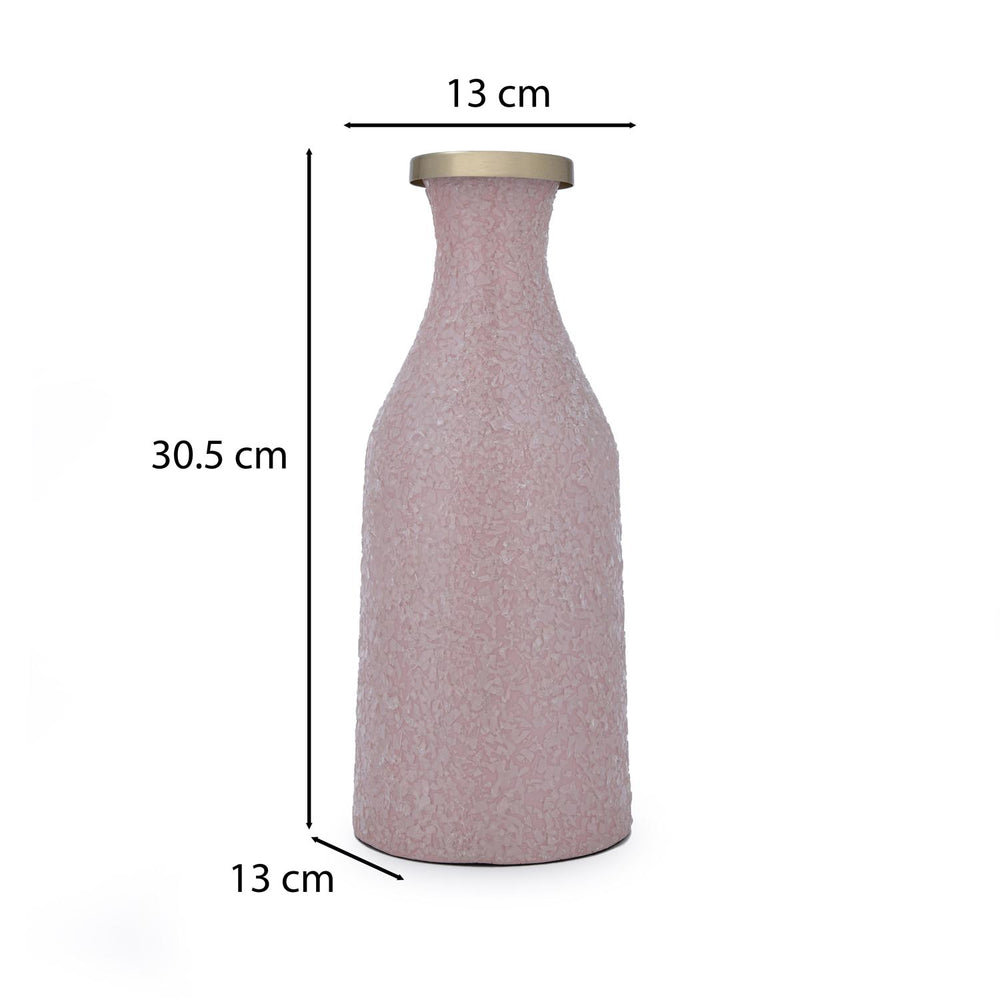 La Rosa Decorative Mosaic Cylindrical Small Vase- Pink & Gold