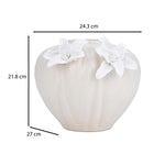 Elan Flora Dual Lily Pot Vase- Cream & White